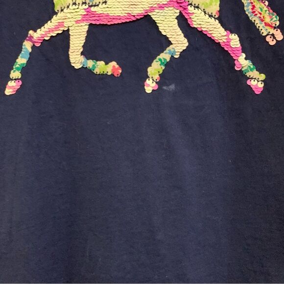 LANDS END T-Shirt Girls Medium Black Crew  Long Sleeve Colorful Sequin Unicorn. - Picture 9 of 9